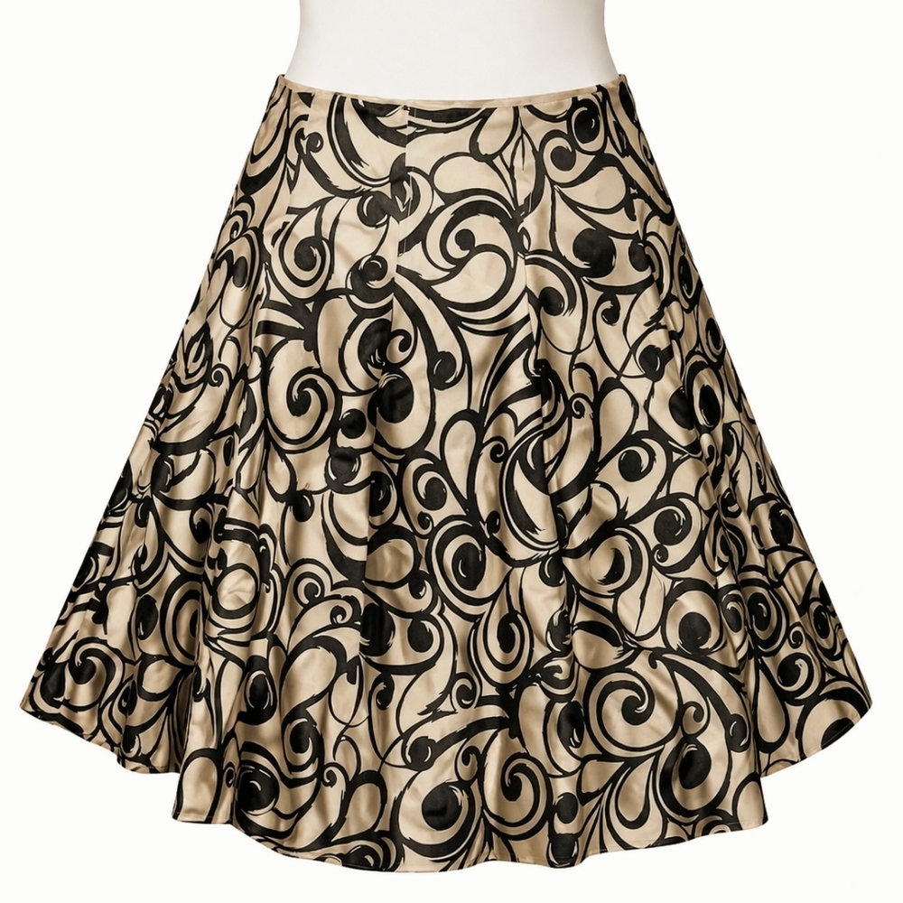 VTG 18 Y2K Pure Silk Talbots A-line Baroque Scroll Print Quiet Luxery Classic